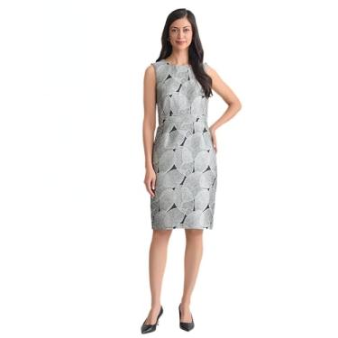 Imagem de Kasper Vestido feminino de jacquard sem mangas, Preto Multi, 52