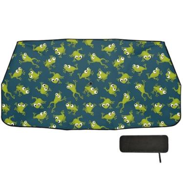 Imagem de Guarda-chuva verde sapo de olhos grandes para-brisa para-sol cobertura completa capa de proteção de janela para carro 147 x 75 cm acessórios de carro interior