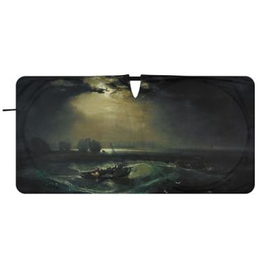 Imagem de Guarda-sol personalizado J. M. W. Turner impressões pescadores no mar carro para para-brisa dobrável para-brisa frontal para-brisa automotivo animal impressão, 76.2 cm x 149.9 cm