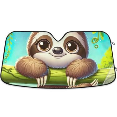 Imagem de Toldo de preguiça fofo de desenho animado para para-brisa de carro acessórios engraçados dobráveis para janelas para-brisa frontal retrátil S, 134,6 cm x 59,7 cm
