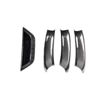 Imagem de Compatível com bmw x3 x4 f25 f26 2010 2011 2012 2013 2014 2015 2016 2017 interior do carro maçaneta da porta puxar capa lhd preto/fibra de carbono/bege(Carbon)