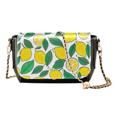 Imagem de Bolsa tiracolo de couro médio com chapéu de duende e trevo, bolsas transversais de couro, bolsas de ombro para mulheres tamanho médio, Limão-2, One Size