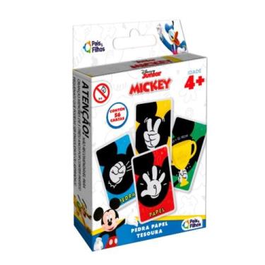 Imagem de Jogo Clássico Dinâmico Infantil Cartas Pedra Papel Tesoura Mickey Pais
