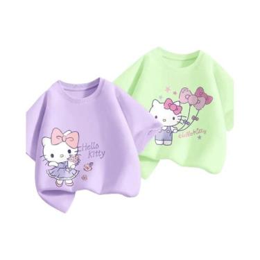 Imagem de Camisetas De Algodão 100% Para Meninas Bebês Com Estampa Da Hello Kitt