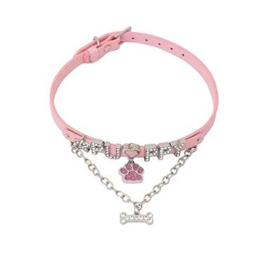 Imagem de Acecare Colar de couro preto com corrente de ouro e sino – Colar gargantilha ajustável para mulheres, conjunto de gargantilha de couro sintético para cosplay, moda gótica e dramatização, universal