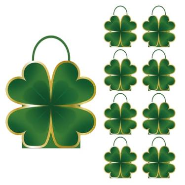 Imagem de Cheerland Saco de presente de Dia de São Partick, trevo da sorte, trevo de sorte, verde em forma de folha, sacos de presente de papel para decorações de aniversário, chá de bebê, suprimentos de festa