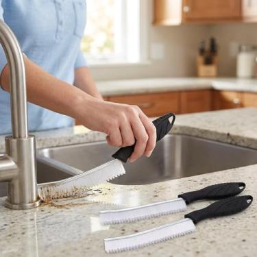 Imagem de Escova de limpeza de fendas, ferramentas de limpeza de lacunas multifuncionais com cerdas de nylon rígidas, ideal para banheiro, cozinha, pia, janela, branco, pacote com 3