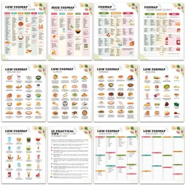 Imagem de iyouthlife Lista de alimentos com mapa baixo de 12 peças, brochura de plano de refeições Fodmap para iniciantes, cartaz de refeições laminado para saúde intestinal, receitas fáceis