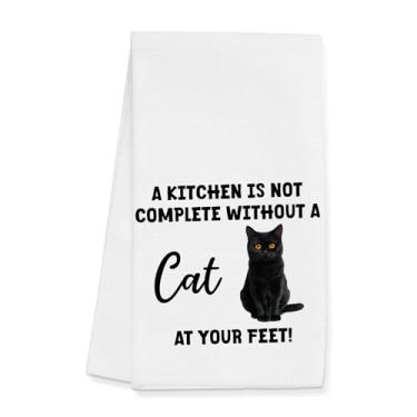 Imagem de Gleegreets Toalhas de cozinha engraçadas de gato preto presentes para mulheres e homens, toalhas de prato para amantes de gatos pretos toalhas de chá para decoração de banheiro de cozinha (40,6 x 61
