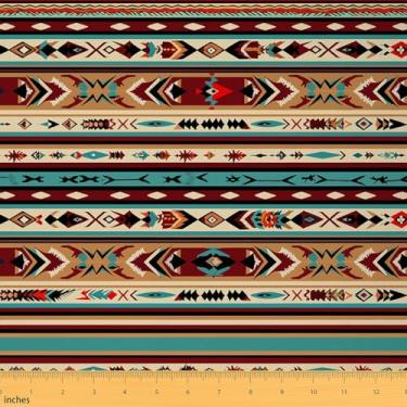 Imagem de Erosebridal Tecido de estofamento asteca do sudoeste, tecido de flecha tribal étnica por jarda, tecido boêmio faça você mesmo para ambientes internos e externos, tecido decorativo rústico ocidental,