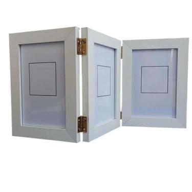 Imagem de Porta Retrato Articulado Moldura Madeira Fotos 10x15CM Vidro Elegante E Prático Adequado Para Salas De Estar E Quartos(Branco)