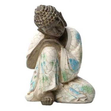 Imagem de FENNYYAR Estátua de Buda Resina Feng Shui Decorativa, 16 cm, Ornamento de Mesa de Escultura para Estante de Livros Escritório