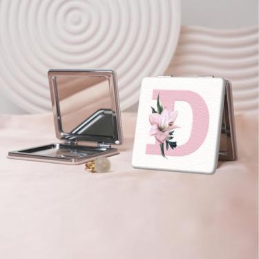 Imagem de Espelho de maquiagem portátil estilo carta minimalista, mini espelho de maquiagem portátil dobrável, espelho de bolso flip de dupla face com ampliação, adequado para todos em várias ocasiões