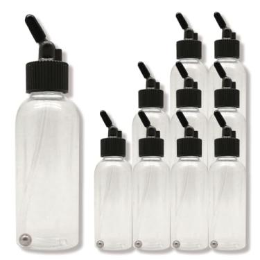 Imagem de OPHIR Garrafas de tinta de aerógrafo de 60 g para escova de ar de alimentação de sifão, 30 frascos de escova de ar de plástico de dupla ação, adaptador de tampa de frascos de armazenamento de tinta