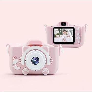 Imagem de Câmera Digital Infantil HD Portátil – Fotos e Vídeos, Modo Selfie, Tela LCD 2”, Filtros, Jogos, Zoom 4× e Bateria Recarregável – Antichoque e Ideal para Crianças (Rosa)