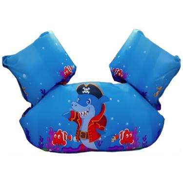Imagem de Boia Salva-Vidas Colete Infantil, Não Fura, Segurança para Praia e Piscina, Ajustável para Crianças de 1 Ano (ou 8kg) até 25kg (Tubarão Pirata)