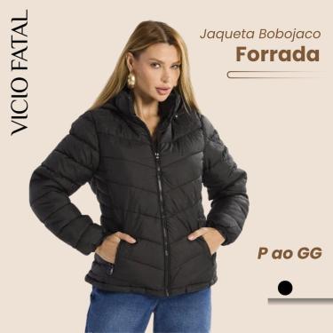 Imagem de Jaqueta Bobojaco Feminina Nylon Forrada Imperméavel Inverno Confortável Capuz Removível-Feminino