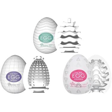 Imagem de Kit Triplo Eggs Ovo Mastubador Estimulo Sexshop Flexivel Stepper Spider e Wavy