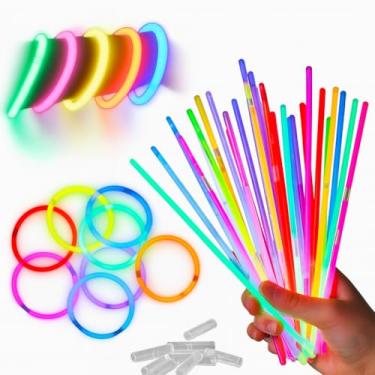 Imagem de Kit 100 Pulseiras Neon + Conectores — Ilumine sua Festa Como Nunca | Storeasy