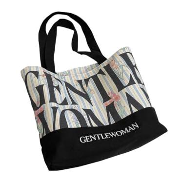 Imagem de RYZGOJV Sacola grande de lona de algodão super forte, bolsa de pano reutilizável para compras de supermercado, sacola elegante para mulheres - flor preta