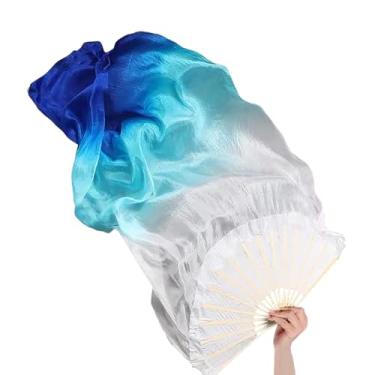 Imagem de ccHuDE 2 peças de fãs de dança do ventre de 1,8 m fãs longos de bambu fãs de desempenho de dança fãs de dança de mão fãs de véu dobráveis ventiladores portáteis dobráveis fãs de festa de tecido branco