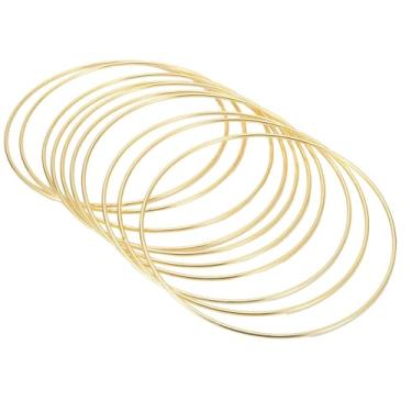 Imagem de YDJIANCAI Argola de metal com grinalda floral dourada - 1 peça de moldura redonda rústica para decoração de casamento DIY, centros de mesa, pendurar na parede, artesanato doméstico (tamanho: 4,33 pol