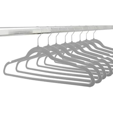 Imagem de Cabide De Veludo Modelo Ultrafino Tradicional Cinza 100 un