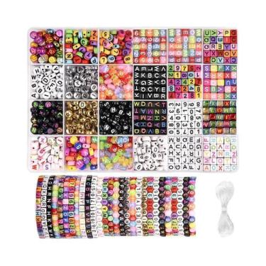 Imagem de Kit De Miçangas Coloridas Com Letras Do Alfabeto 720+ Peças Quadradas 