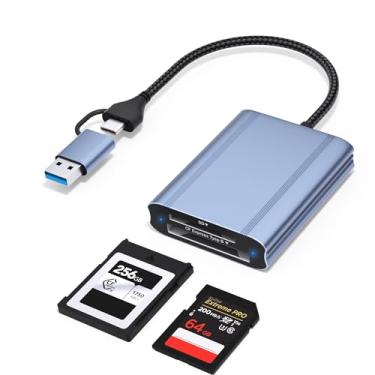 Imagem de Adaptador de memória de leitor de cartão SD tipo B e CFexpress de slot duplo 2 em 1 USB-C&USB-A tipo B com USB 3.2 (geração 2) 10Gbps CF Express tipo B leitor de liga de alumínio compatível com