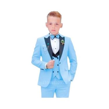 Imagem de Terno Slim Fit Infantil Verde Matcha De 3 Peças Com Lapela Pontuda, Ja