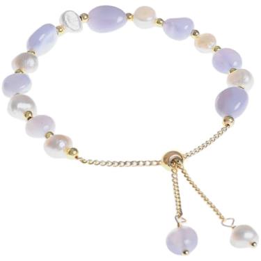 Imagem de Pulseira delicada com contas de pérola ajustável, banhado a ouro 14 quilates, aventurina, pulseira moderna para mulheres, joias de presente, 8mm, Pérola, Pérola