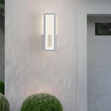 Imagem de GZZBMY Luzes de parede LED Externas IP65 Iluminação de parede de metal à prova d'água Design minimalista moderno Lâmpada de parede acrílica Interior/exterior para jardins Corredor Terraço Escada (Luz