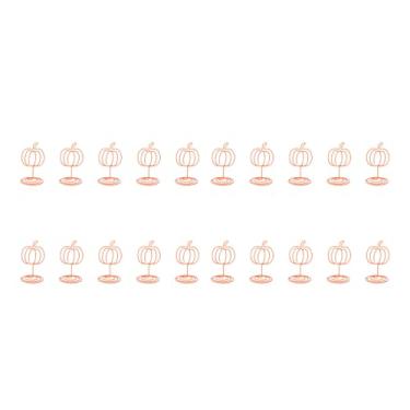 Imagem de AYNEFY Suportes de Número de Mesa, Forma de Abóbora de Ferro, 20 Peças de Suporte de Exibição de Fotos para Ação de Graças e Recepção de Casamento (Laranja)