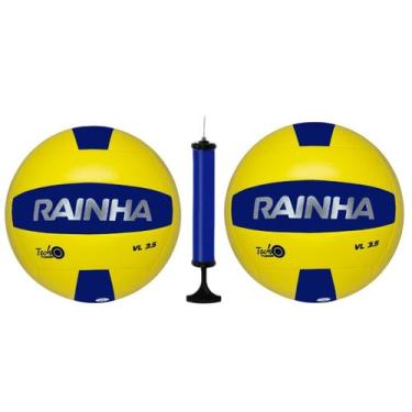 Imagem de Kit 2 bolas de vôlei rainha vl 3.5 oficial + bomba de ar