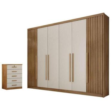 Imagem de Guarda Roupa Casal Ripado Bragança e Gaveteiro Suiça Cumaru 25 Fendi -