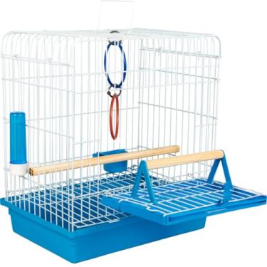 Imagem de Gaiola Calopsita Com Poleiro Externo e Bandeja Removível Fácil de Limpar(Azul)