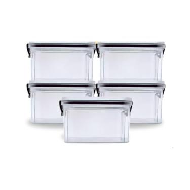 Imagem de 5 Potes Herméticos 500ml Organizador Empilhavel Mantimentos Com Lacre Vedação