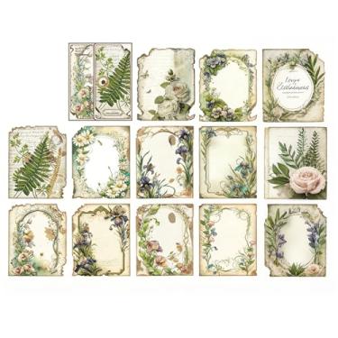 Imagem de 30 peças de adesivos decorativos da série de jardim vintage - Livro de material bom dia, conjunto de papel feito à mão para colagem de arte, diário, álbuns de recortes e projetos DIY folhas