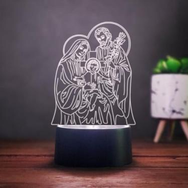 Imagem de Luminária Abajur de Acrílico Sagrada Família Led 3D Religioso