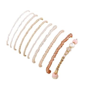 Imagem de Fuqimanman2020 Boho Multicamadas Cristal Contas Empilháveis Pulseiras Elásticas Simuladas Pérola Boêmia para Mulheres Meninas Boho Joias Artesanais, Cristal, Pérola sintética