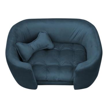 Imagem de Poltrona Pet Conforto Luxo | Cama Sofá Cachorro e Gato | Lavável veludo preto(azul marinho)