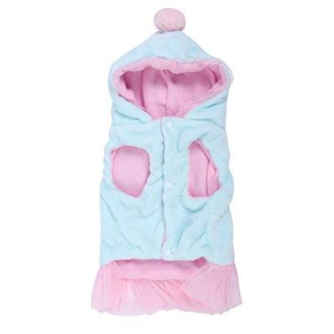 Imagem de CUOFYUNL Pet Cachorro Gato Roupas fofas de pelúcia Vestido de princesa Mantenha quente com capuz para outono e inverno (XL)