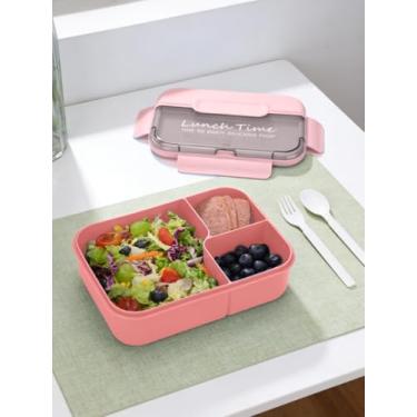 Imagem de Conjunto de lancheira Bento, recipientes para adultos, homens e mulheres, com 3 compartimentos, lancheira empilhável de 2 compartimentos, inclui conjunto de utensílios, 5 xícaras, seguro para