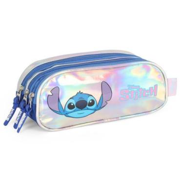 Imagem de Estojo Stitch Disney Grande Escolar Juvenil Prata Menina - Luxcel