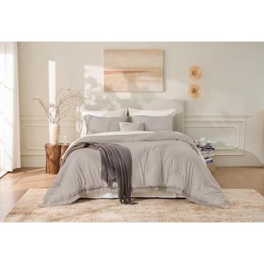 Imagem de Andency Conjunto de edredom King Size, cinza urze, 3 peças, boêmio, macio, leve, borlas enferrujadas, conjunto de cama para todas as estações (edredom 104 x 224 cm e 2 fronhas)