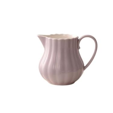 Imagem de Jarro de cerâmica para café e leite, pote de molho de cor floral, molho com alça de leite, roxo