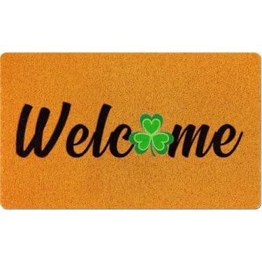 Imagem de Mindsoft Capacho, tapete de porta, tapete de porta frontal para decoração de férias internas de casa, trevo de 45,7 x 76,2 cm