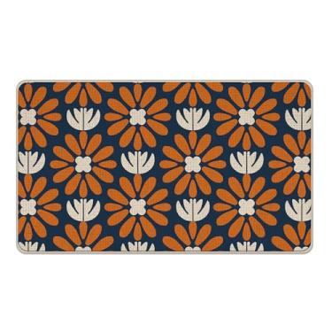 Imagem de Livcoz Tapete de porta da frente vintage abstrato floral bem-vindo, retrô, vermelho e branco, tapete de entrada, tapete de entrada antiderrapante, para primavera, verão, discreto, interior, exterior