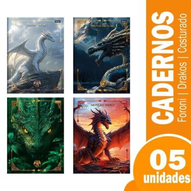 Imagem de Caderno Costurado Universitario Capa Dura Foroni Drakos 5X80fls