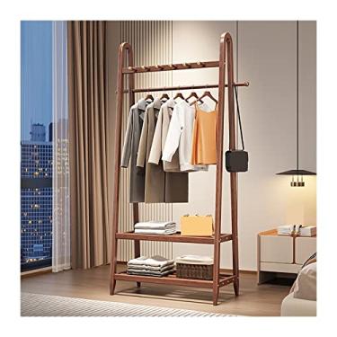 Imagem de Corredor todo de madeira pendurado cabideiro chão quarto escritório cabideiro vertical prateleira interna B&B cabideiro de roupas suporte de chapéu (80 cm)